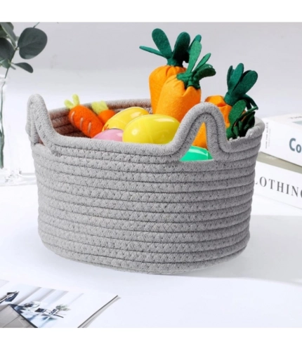 Generic Cotton Pack Of_1 Cat Basket 8x4 Inch Storage Basket For Clothes (Grey)