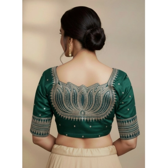 Generic Women's Vichitra Silk V Neck Padded Blouse (D-Green, 38 Ready Size (Self-Alterable 36–40) Generic Women's Vichitra Silk V Neck Padded Blouse (D-Green, 38 Ready Size (Self-Alterable 36–40)