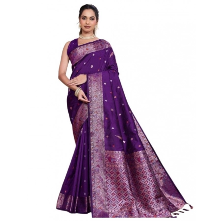 Generic Women's Jacquard Woven Saree With Unstitched Blouse 5.5Mtr (Purple) Generic Women's Jacquard Woven Saree With Unstitched Blouse 5.5Mtr (Purple)