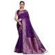 Generic Women's Jacquard Woven Saree With Unstitched Blouse 5.5Mtr (Purple)