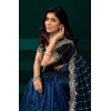 Generic Women's Net Sequence Saree With Unstitched Blouse 5.5Mtr (Blue)