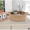 Generic Cotton 8x3 Inch Round Bedside Organizer With Out Lid (Beige)
