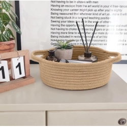 Generic Cotton 8x3 Inch Round Bedside Organizer With Out Lid (Beige)