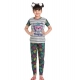 Generic Girl's Cotton Hosiery Printed Night Suit Set (Grey-Green) Generic Girl's Cotton Hosiery Printed Night Suit Set (Grey-Green)