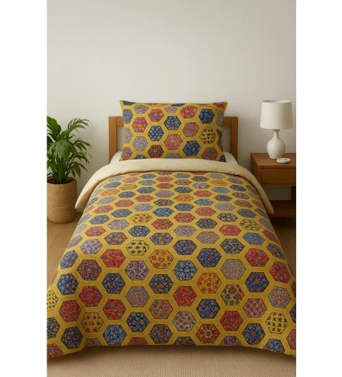 Generic Microfiber Floral Printed Single Bedsheet with 1 Pillow Cover (Multicolor)