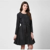 Generic Women's Denim Washed Long Sleeves Dress (Black)