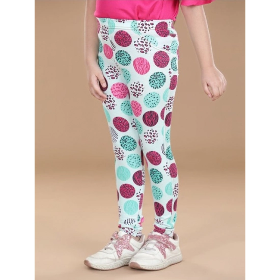 Generic Girl's Cotton Lycra Floral Elasticated Jeggings (Multicolor)