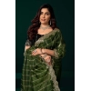 Generic Women's Net Sequence Saree With Unstitched Blouse 5.5Mtr (Green)