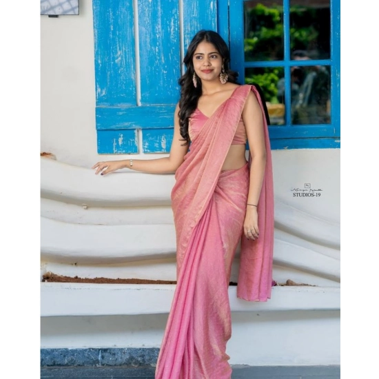 Generic Women's Silk Embroidred Saree With Unstitched Blouse 5.5Mtr (Pink) Generic Women's Silk Embroidred Saree With Unstitched Blouse 5.5Mtr (Pink)