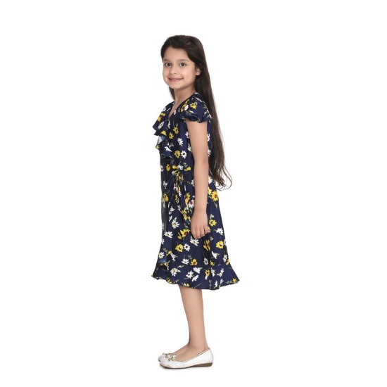 Generic Girl's Polyester Crepe Polka Cold Shoulder Dress (Navy Blue) Generic Girl's Polyester Crepe Polka Cold Shoulder Dress (Navy Blue)