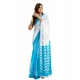 Generic Women's Faux Linen Leaf Print Ready to wear Saree With Unstitched Blouse 5.5Mtr (SkyBlue & White) Generic Women's Faux Linen Leaf Print Ready to wear Saree With Unstitched Blouse 5.5Mtr (SkyBlue & White)