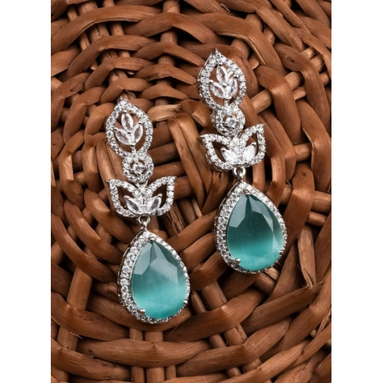 Generic Women's Brass Silver Plated Drop Earrings (Turquoise) Generic Women's Brass Silver Plated Drop Earrings (Turquoise)