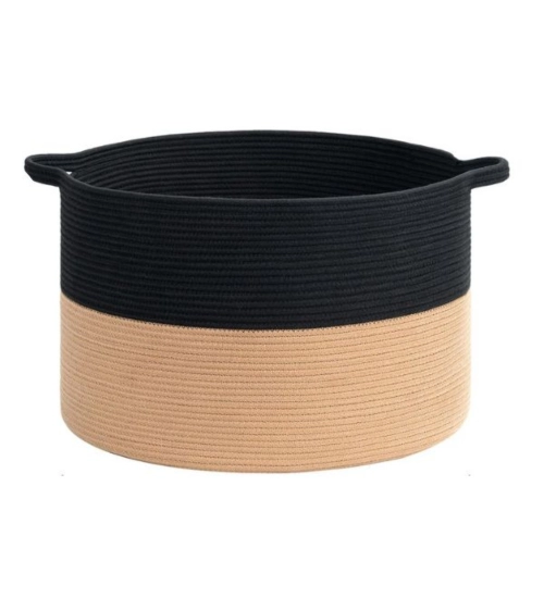 Generic Cotton Pack Of_1 16x14 Inch Storage Basket For Clothes With Out Lid (Black-Beige) Generic Cotton Pack Of_1 16x14 Inch Storage Basket For Clothes With Out Lid (Black-Beige)