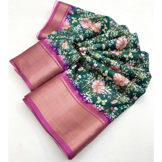 Generic Women's Cotton Silk Floral Printed Saree With Unstitched Blouse 5.5Mtr (Green) Generic Women's Cotton Silk Floral Printed Saree With Unstitched Blouse 5.5Mtr (Green)