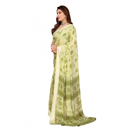 Women's Georgette Printed Saree With Unstitched Blouse 5.5Mtr (Green) Women's Georgette Printed Saree With Unstitched Blouse 5.5Mtr (Green)
