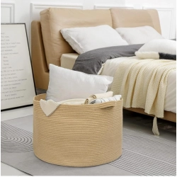 Generic Cotton Pack Of_1 14x12 Inch Storage Basket For Clothes With Out Lid (Beige)
