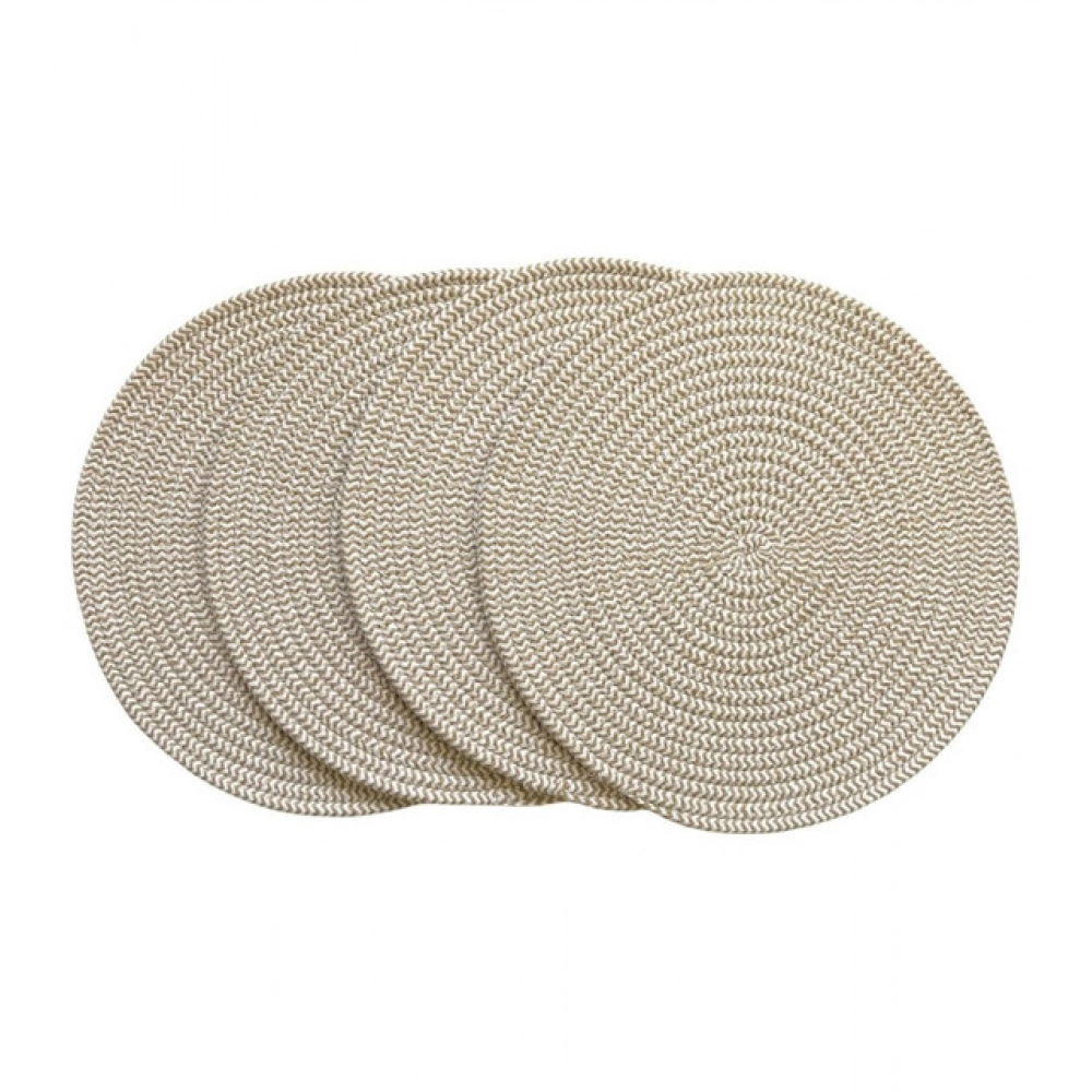 Generic Cotton Dining Table Round Placemat Mats Set of 4 (Beige-White) Generic Cotton Dining Table Round Placemat Mats Set of 4 (Beige-White)