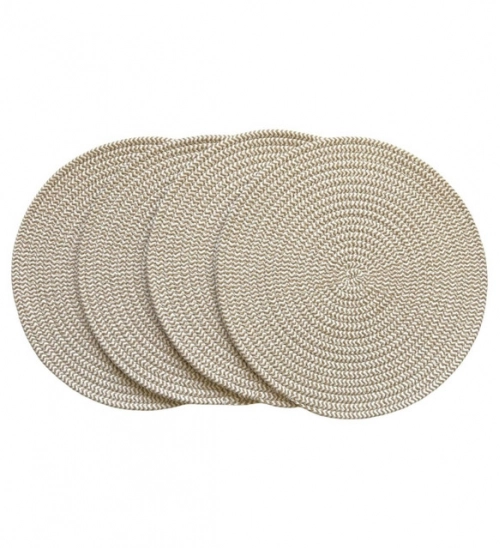 Generic Cotton Dining Table Round Placemat Mats Set of 4 (Beige-White) Generic Cotton Dining Table Round Placemat Mats Set of 4 (Beige-White)