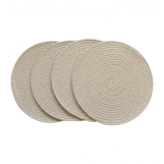 Generic Cotton Dining Table Round Placemat Mats Set of 4 (Beige-White)
