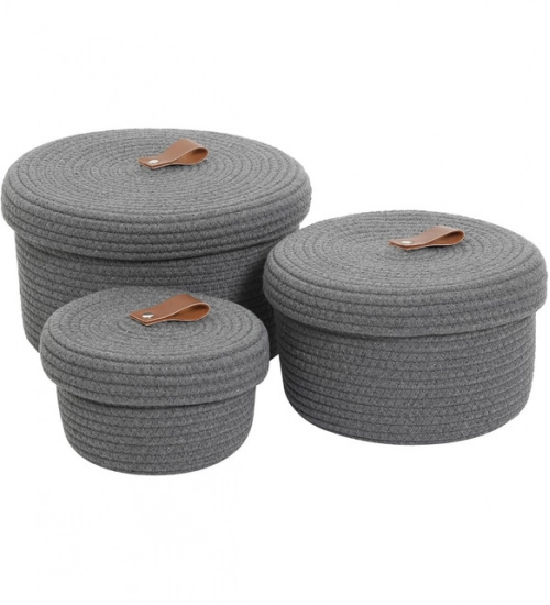Generic Cotton 3 Pcs Set Roti Box Storage Basket With Lid (Gray) Generic Cotton 3 Pcs Set Roti Box Storage Basket With Lid (Gray)