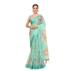 Generic Women's Cotton Silk Floral Printed Saree With Unstitched Blouse 5.5Mtr (Multicolor)