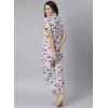 Generic Women's Cotton Blend Printed Short Sleeve Night Suit (Multicolor)