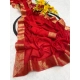 Generic Women's Vichitra Silk Printed Saree With Unstitched Blouse 5.5Mtr (Red)