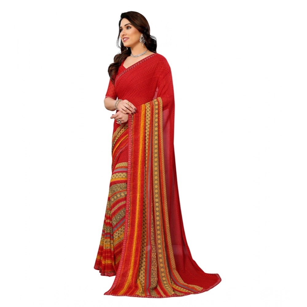 Generic Women's Georgette Printed Saree With Unstitched Blouse 5.5Mtr (Red) Generic Women's Georgette Printed Saree With Unstitched Blouse 5.5Mtr (Red)