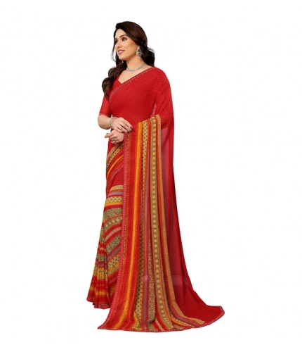 Generic Women's Georgette Printed Saree With Unstitched Blouse 5.5Mtr (Red) Generic Women's Georgette Printed Saree With Unstitched Blouse 5.5Mtr (Red)