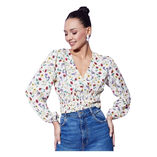 Generic Women's Polyester Floral Long Sleeves Top (Multicolor) Generic Women's Polyester Floral Long Sleeves Top (Multicolor)