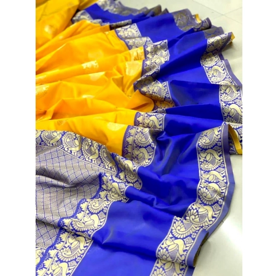Generic Women's Soft Litchi Silk Jacquard Work Saree With Unstitched Blouse 5.5Mtr (Yellow) Generic Women's Soft Litchi Silk Jacquard Work Saree With Unstitched Blouse 5.5Mtr (Yellow)