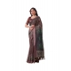 Generic Women's Faux_Linen Printed Saree With Unstitched Blouse 5.5Mtr (Brown)