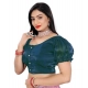 Generic Women's Jimmy Solid Designer Neck Elastic Sleeve Readymade Blouse (Teal 38 , Alterable up to 42)-PID65835