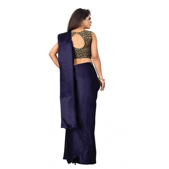 Generic Women's Satin Printed Saree With Unstitched Blouse 5.5Mtr (Navy Blue) Generic Women's Satin Printed Saree With Unstitched Blouse 5.5Mtr (Navy Blue)