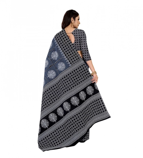 Generic Women's Soft Pure Cotton Printed Saree With Unstitched Blouse 5.5Mtr (Multicolor)