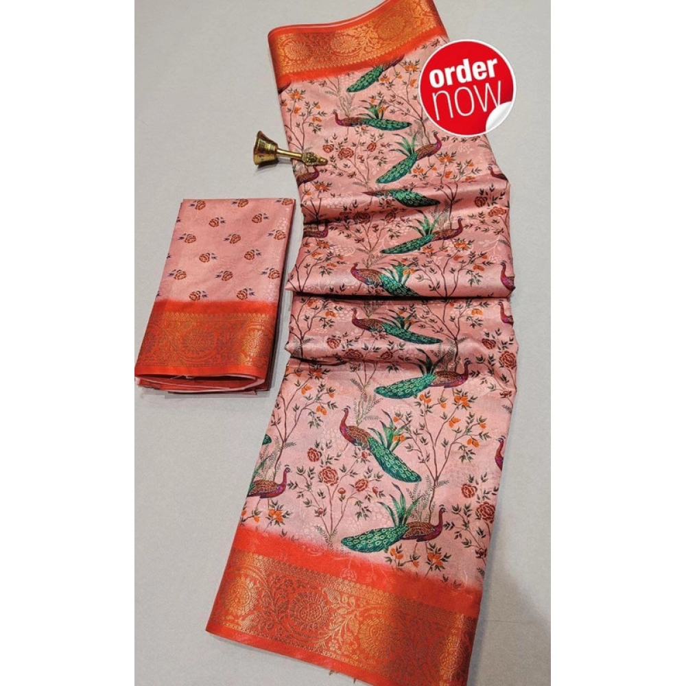 Generic Women's Digital Dolla Silk Printed Saree With Unstitched Blouse 5.5Mtr (Orange) Generic Women's Digital Dolla Silk Printed Saree With Unstitched Blouse 5.5Mtr (Orange)