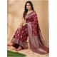 Generic Women's Silk Blend Printed Saree With Unstitched Blouse 5.5Mtr (Maroon)