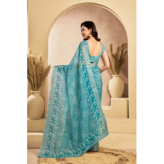 Generic Women's Faux_Linen Printed Ready-to-Wear Saree With Unstitched Blouse 5.5 Mtr (Aqua_Blue) Generic Women's Faux_Linen Printed Ready-to-Wear Saree With Unstitched Blouse 5.5 Mtr (Aqua_Blue)