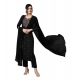 Generic Women's Tesla Silk Embroidered U-Neck Kurti With Pant Dupatta Set (Black)