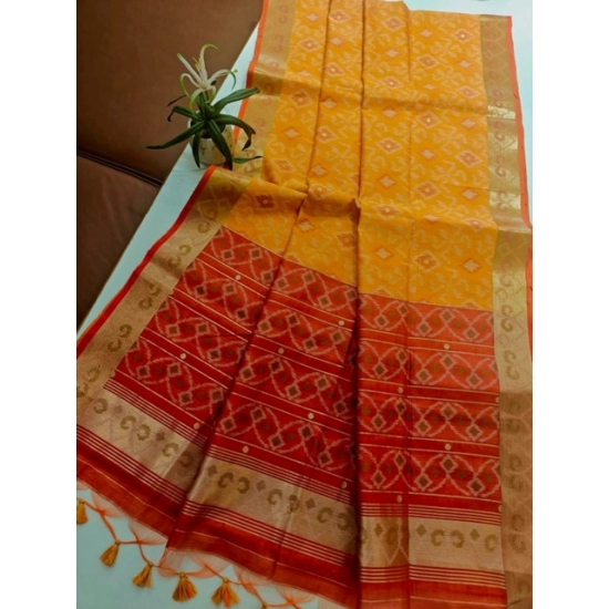 Generic Women's Raw Silk Ikkat Saree With Unstitched Blouse 5.5Mtr (Mustard) Generic Women's Raw Silk Ikkat Saree With Unstitched Blouse 5.5Mtr (Mustard)