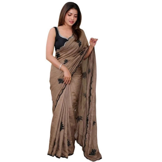 Generic Women's Viscose Silk Embroidered Saree With Unstitched Blouse 5.5Mtr (Brown) Generic Women's Viscose Silk Embroidered Saree With Unstitched Blouse 5.5Mtr (Brown)