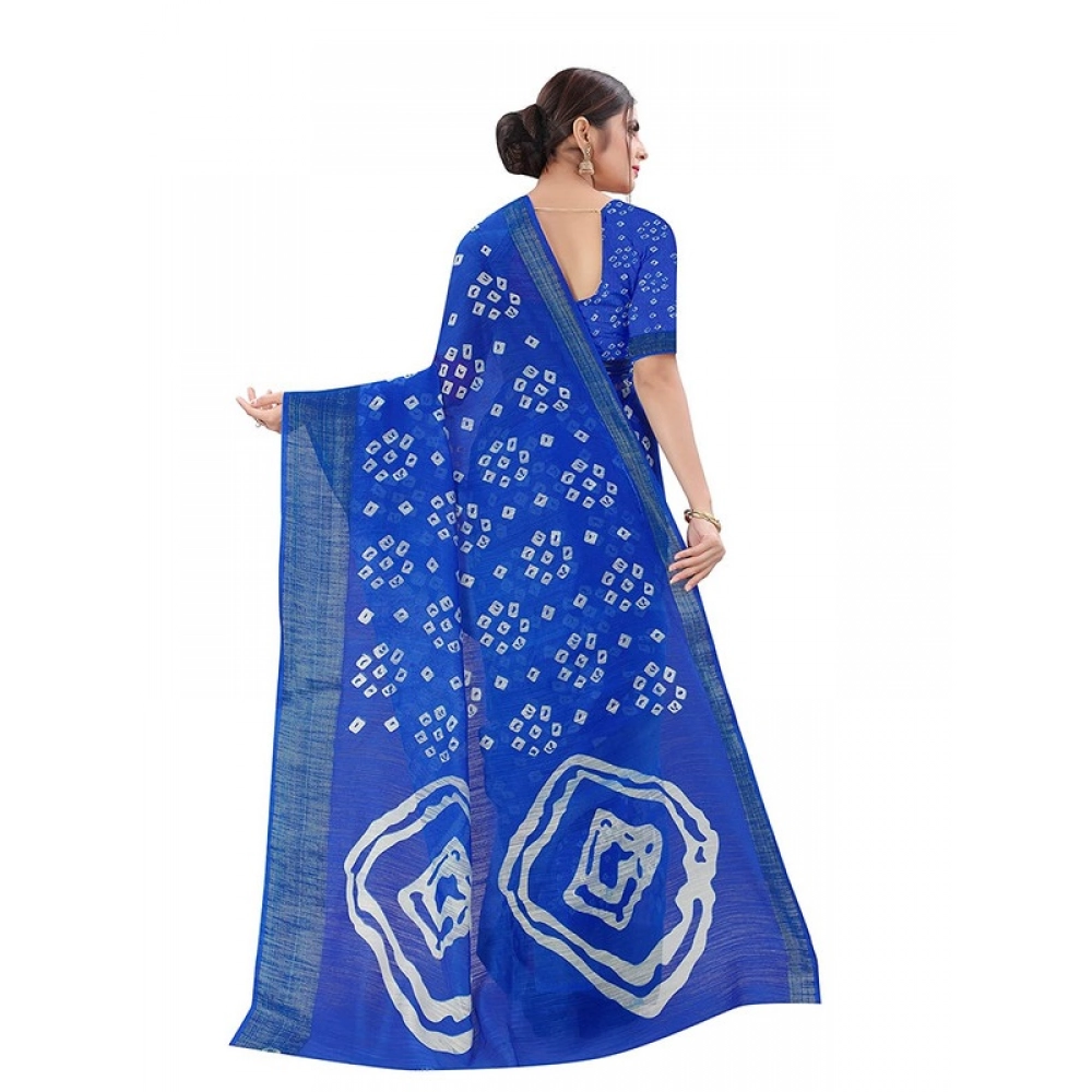 Generic Women's Cotton Silk Bandhni Saree With Unstitched Blouse 5.5Mtr (Royal Blue) Generic Women's Cotton Silk Bandhni Saree With Unstitched Blouse 5.5Mtr (Royal Blue)