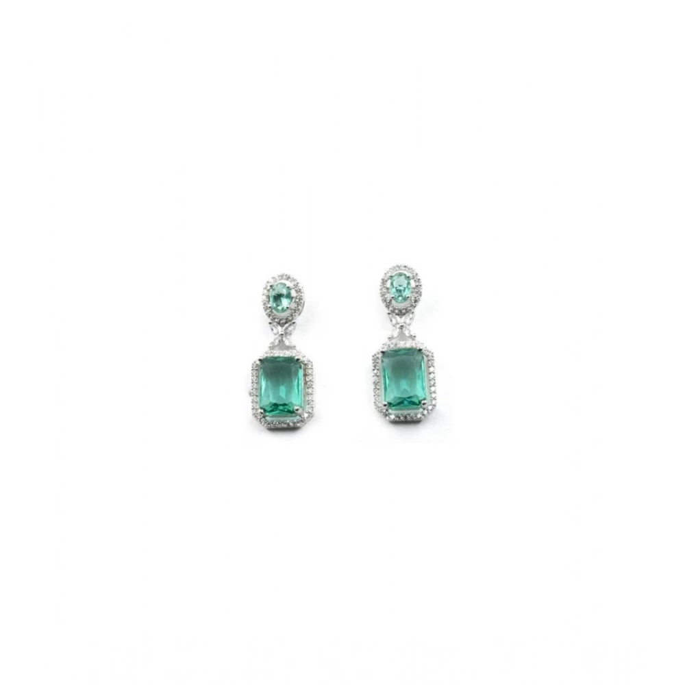 Generic Women's Brass Silver Plated Drop Earrings (Green) Generic Women's Brass Silver Plated Drop Earrings (Green)