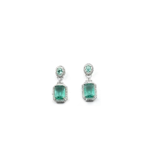 Generic Women's Brass Silver Plated Drop Earrings (Green) Generic Women's Brass Silver Plated Drop Earrings (Green)