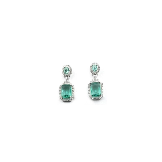 Generic Women's Brass Silver Plated Drop Earrings (Green) Generic Women's Brass Silver Plated Drop Earrings (Green)