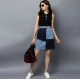Generic Women's Denim Brick Style Buttoned Skirt (Blue)