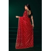 Generic Women's Net Sequence Saree With Unstitched Blouse 5.5Mtr (Red)