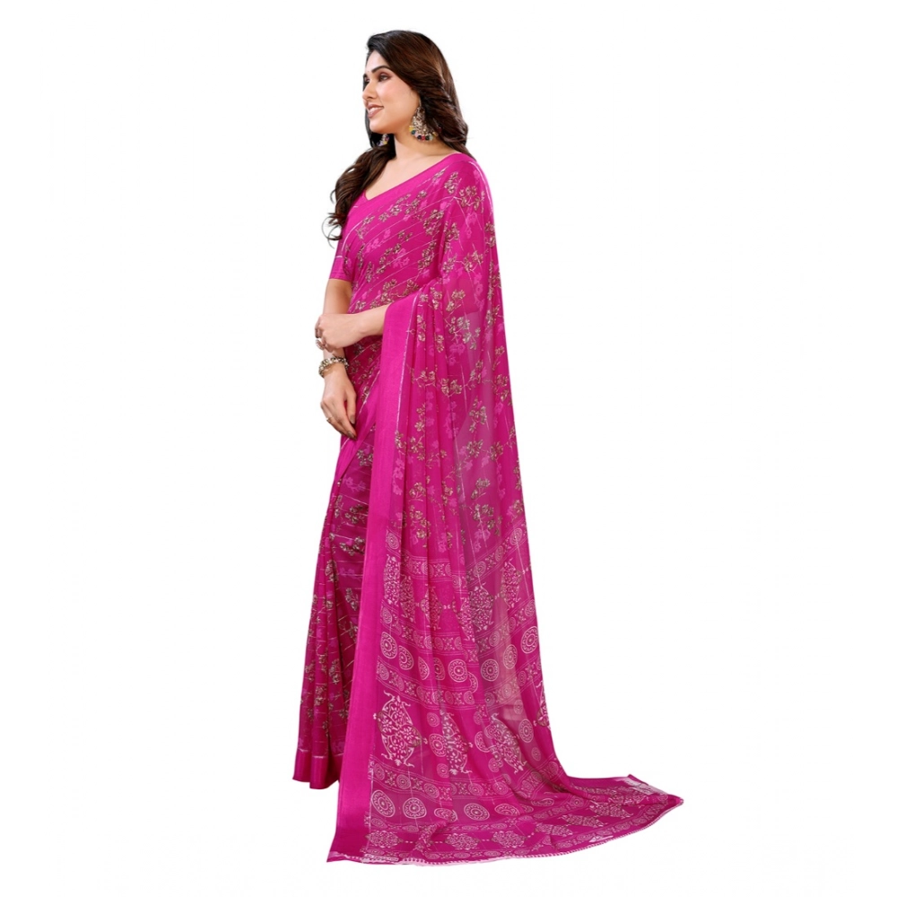 Generic Women's Georgette Printed Saree With Unstitched Blouse 5.5Mtr (Pink) Generic Women's Georgette Printed Saree With Unstitched Blouse 5.5Mtr (Pink)
