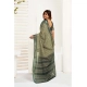 Generic Women's Linen Cotton Printed Ready To Wear With Pocket Saree With Unstitched Blouse 5.5 Mtr (Olive)