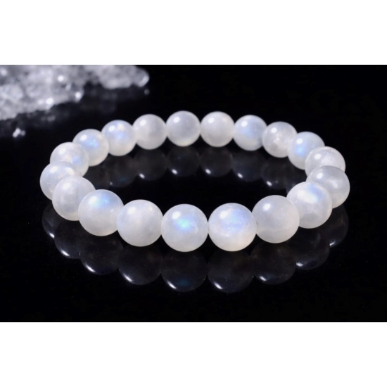 Generic Natural Crystal 8mm Moonstone Bracelet (White)